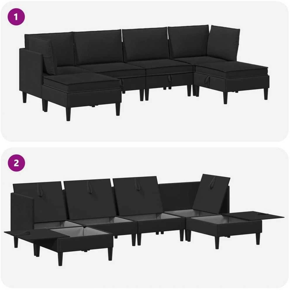 Sofa Svetainės baldų komplektas 6 vnt. Juoda Audinys