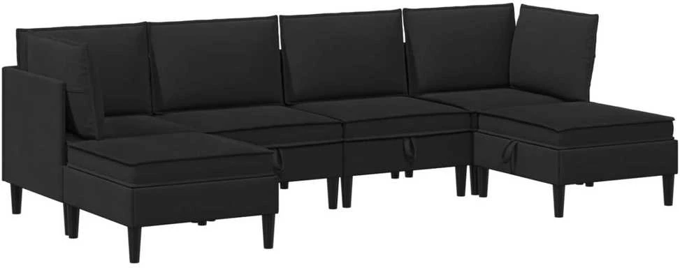 Sofa Svetainės baldų komplektas 6 vnt. Juoda Audinys