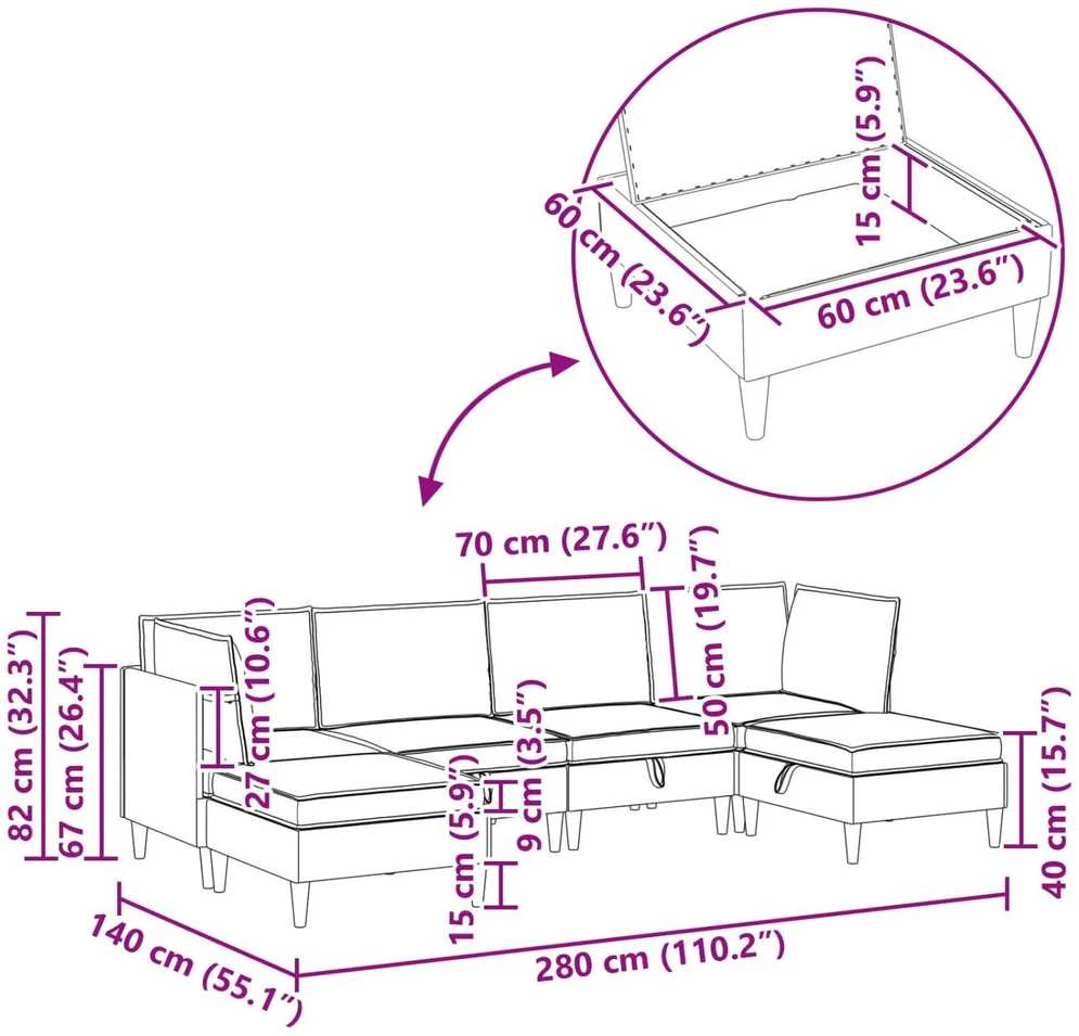 Sofa Svetainės baldų komplektas 6 vnt. Kreminė Audinys