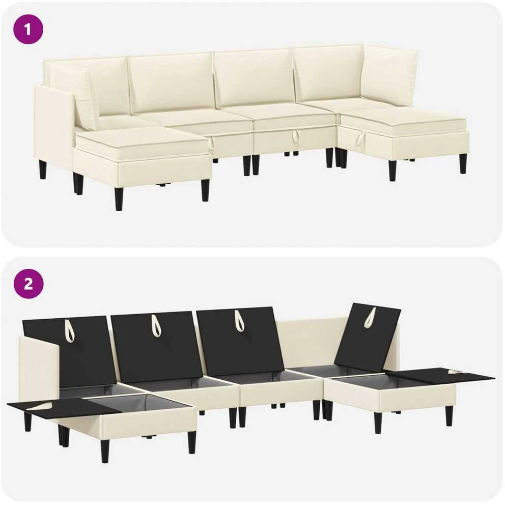 Sofa Svetainės baldų komplektas 6 vnt. Kreminė Audinys
