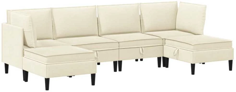 Sofa Svetainės baldų komplektas 6 vnt. Kreminė Audinys