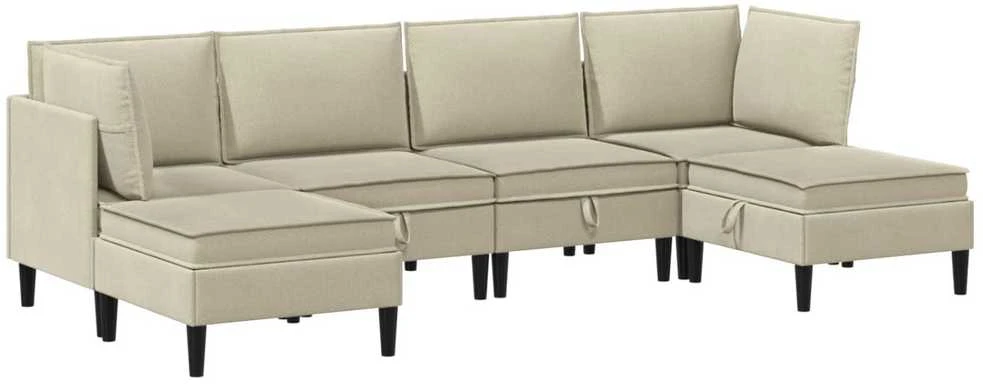 Sofa Svetainės baldų komplektas 6 vnt. Smėlio Audinys