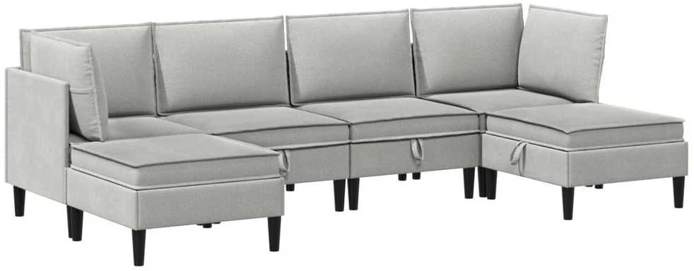 Sofa Svetainės baldų komplektas 6 vnt. Šviesiai pilka Audinys