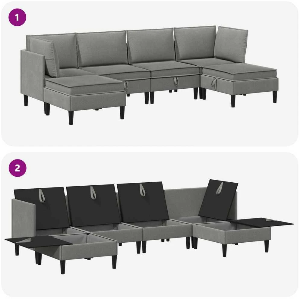 Sofa Svetainės baldų komplektas 6 vnt. Tamsiai pilka Audinys