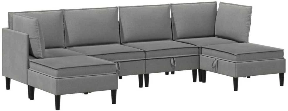 Sofa Svetainės baldų komplektas 6 vnt. Tamsiai pilka Audinys