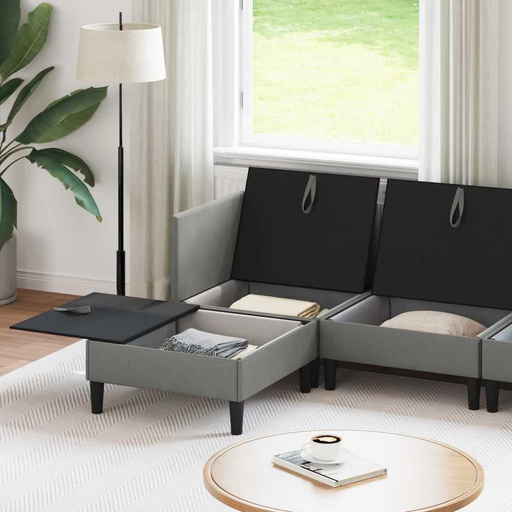 Sofa Svetainės baldų komplektas 6 vnt. Tamsiai pilka Audinys