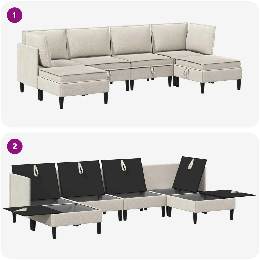 Sofa Svetainės baldų komplektas 6 vnt. Avižinė Audinys