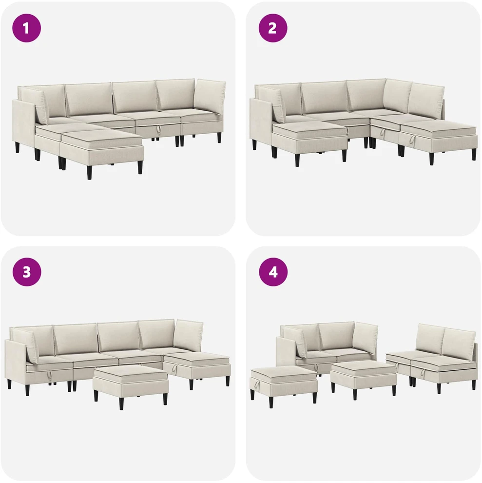 Sofa Svetainės baldų komplektas 6 vnt. Avižinė Audinys