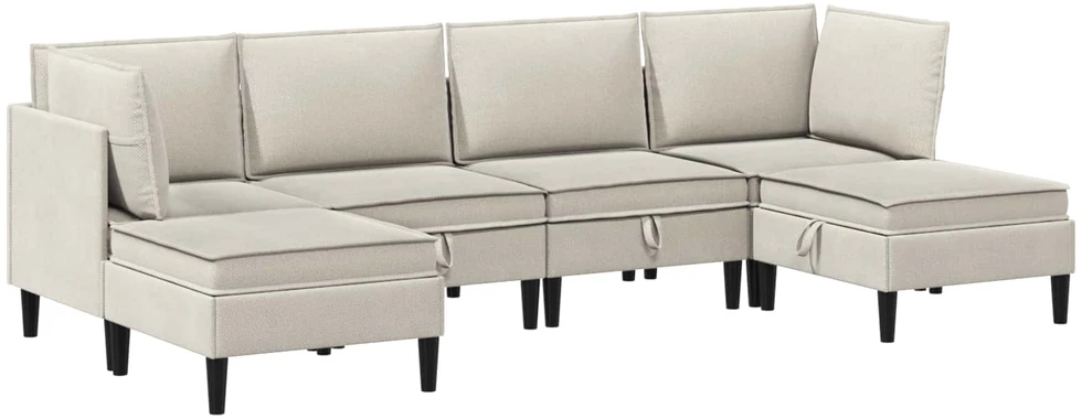 Sofa Svetainės baldų komplektas 6 vnt. Avižinė Audinys