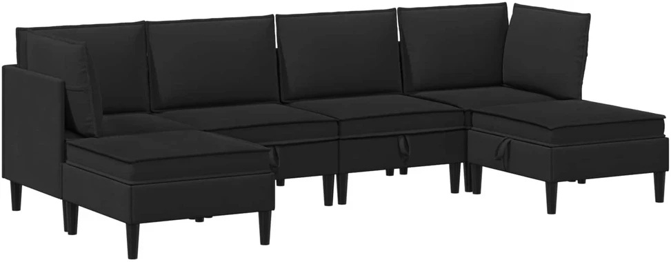 Sofa Svetainės baldų komplektas 6 vnt. Juoda Audinys