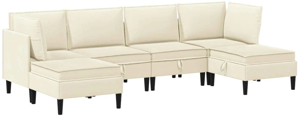 Sofa Svetainės baldų komplektas 6 vnt. Kreminė Audinys