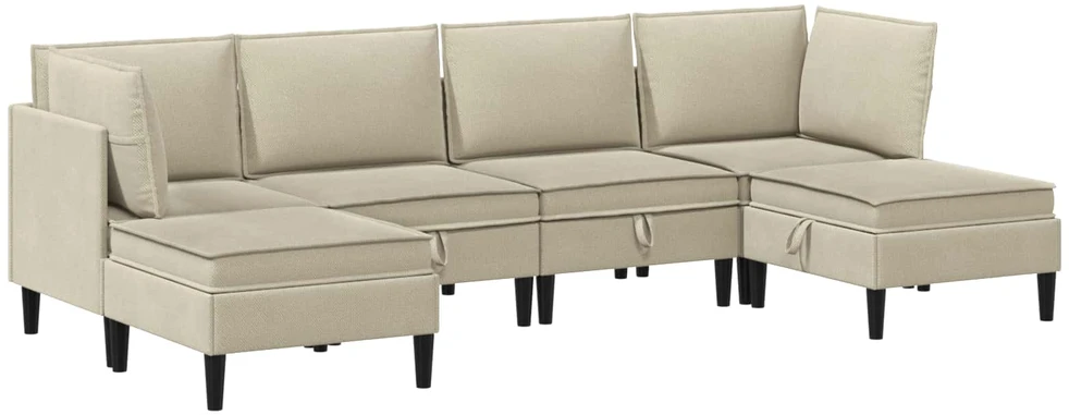 Sofa Svetainės baldų komplektas 6 vnt. Smėlio Audinys