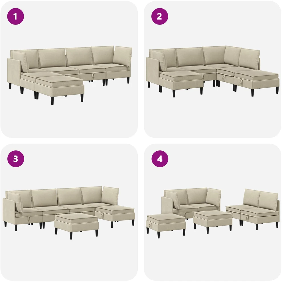 Sofa Svetainės baldų komplektas 6 vnt. Smėlio Audinys