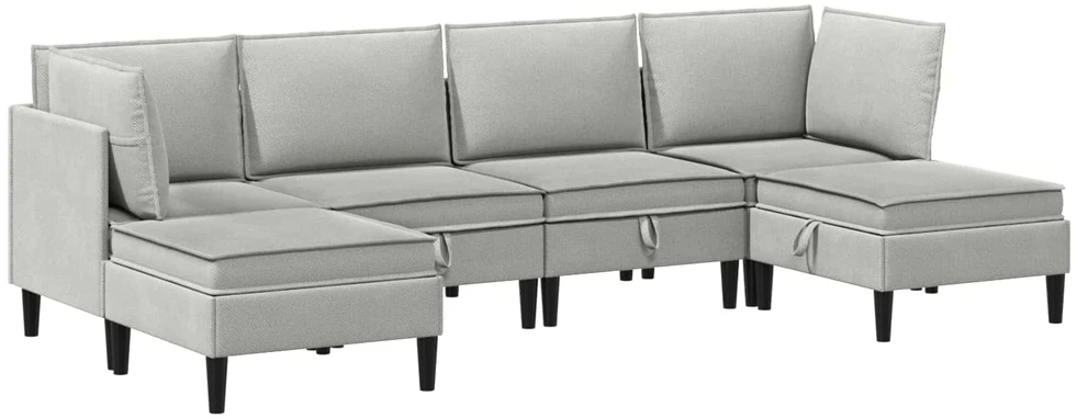 Sofa Svetainės baldų komplektas 6 vnt. Šviesiai pilka Audinys
