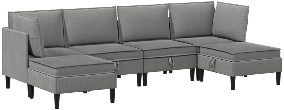 Sofa Svetainės baldų komplektas 6 vnt. Tamsiai pilka Audinys