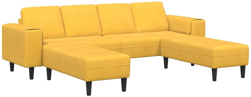 Sofa Šviesi geltona 250 x 188 x 76 cm Kordūrinis audinys