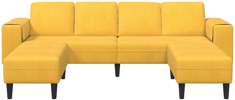 Sofa Šviesi geltona 250 x 188 x 76 cm Kordūrinis audinys