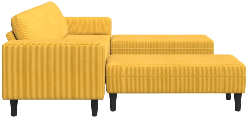 Sofa Šviesi geltona 250 x 188 x 76 cm Kordūrinis audinys