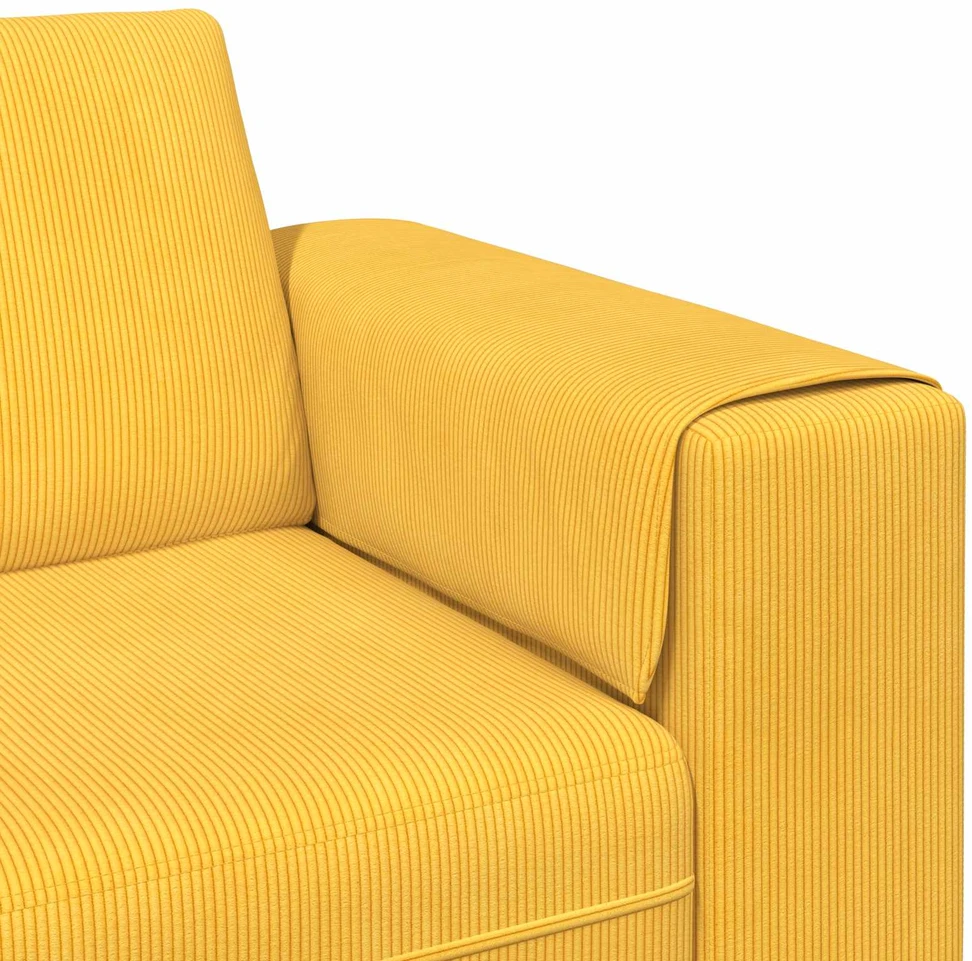 Sofa Šviesi geltona 250 x 188 x 76 cm Kordūrinis audinys
