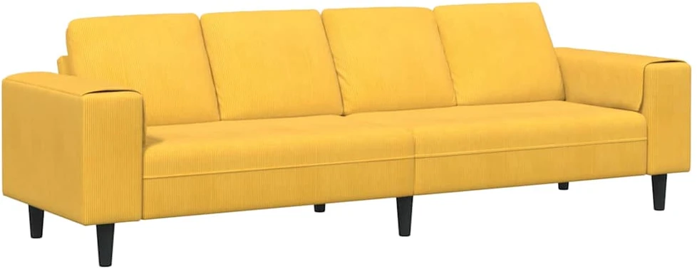 Sofa Šviesi geltona 250 x 77 x 76 cm Kordūrinis audinys
