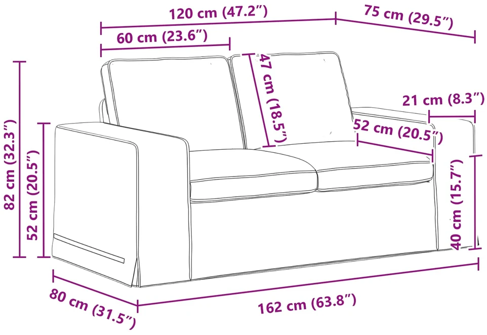 Sofa Šviesiai pilka 162 x 80 x 82 cm Metalas