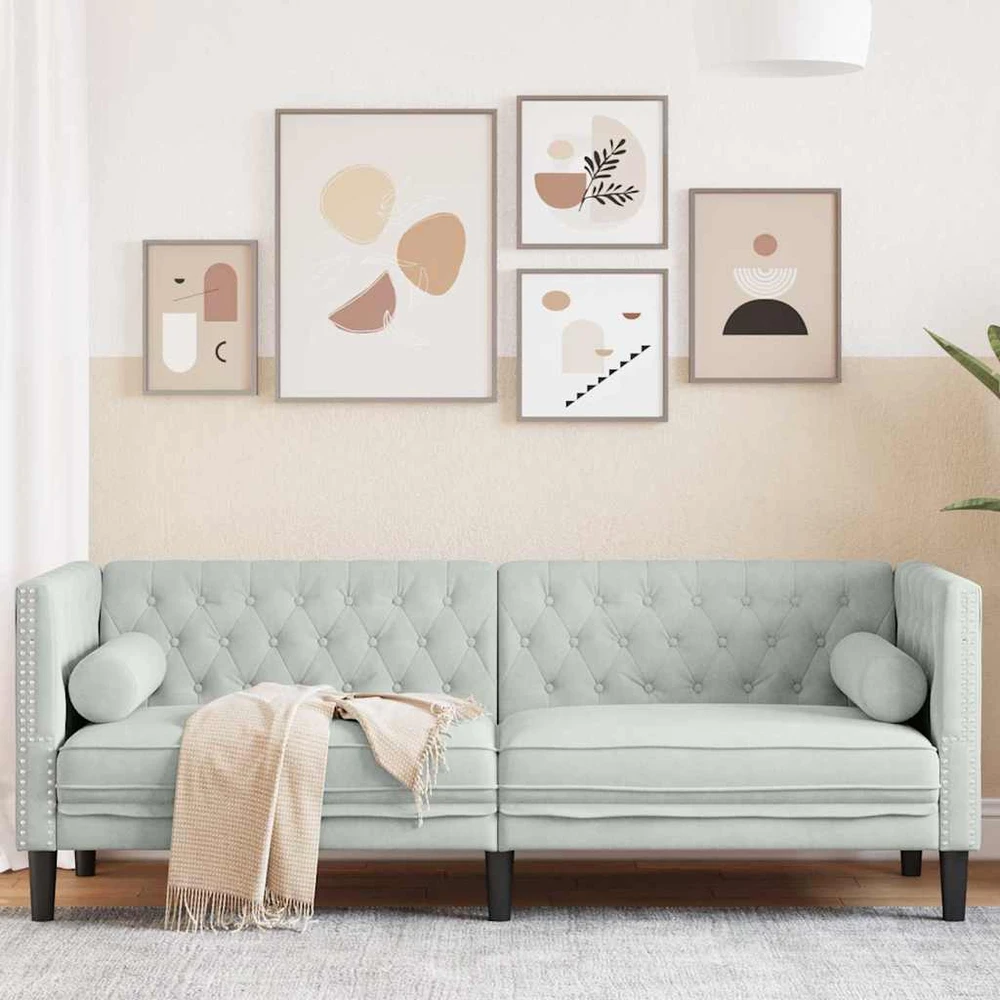 Sofa Šviesiai pilka 194 x 74,5 x 70,5 cm Aksomas