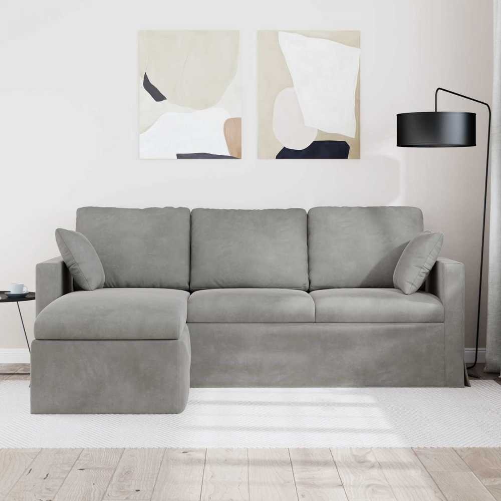 Sofa Šviesiai pilka 198 x 134 x 80 cm Aksomas