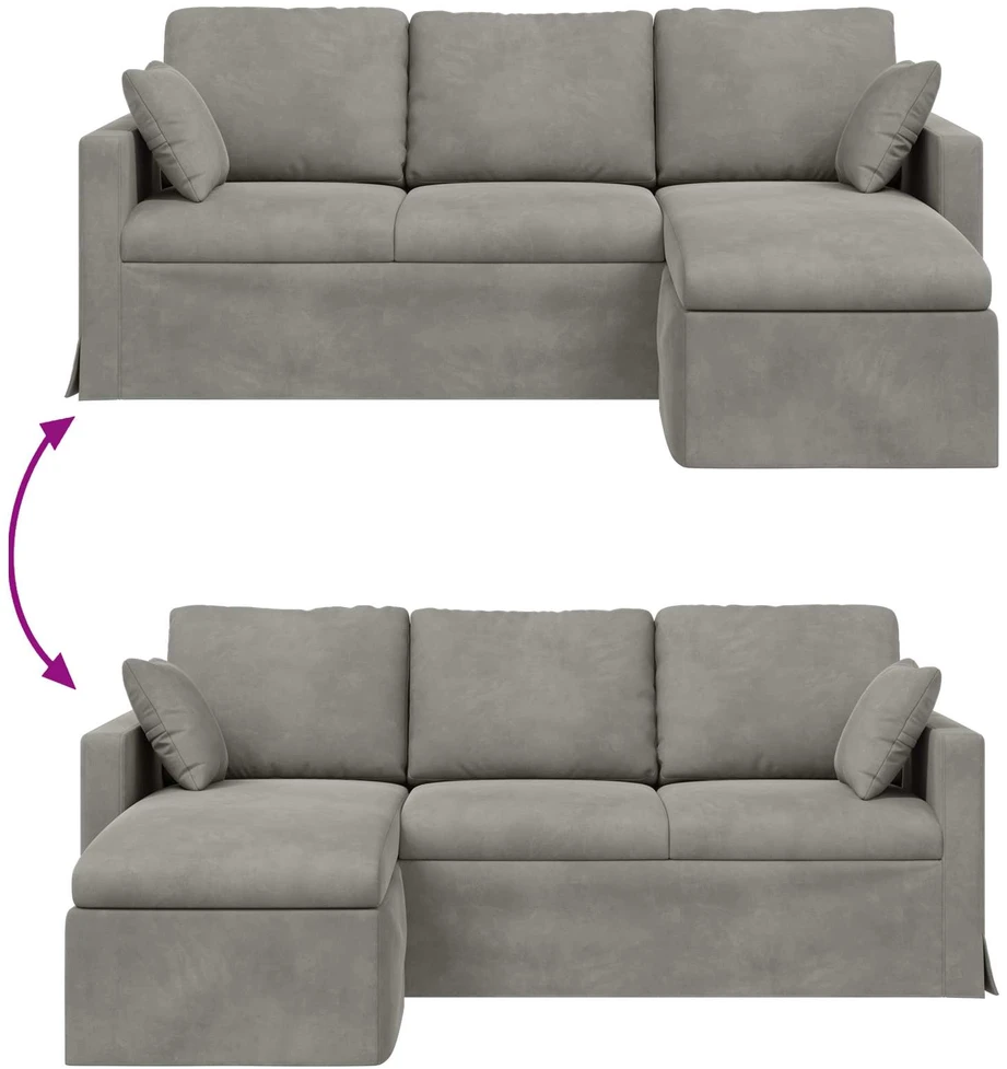 Sofa Šviesiai pilka 198 x 134 x 80 cm Aksomas