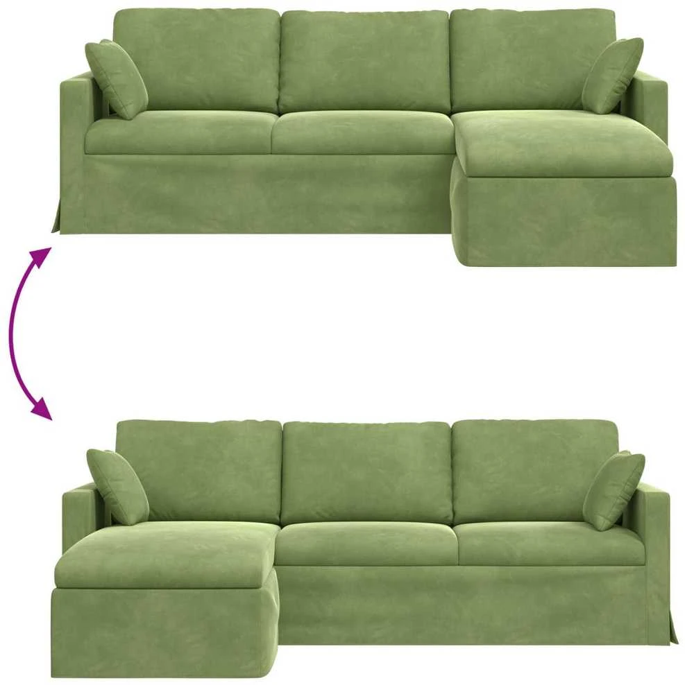 Sofa Šviesiai žalia 228 x 134 x 80 cm Aksomas