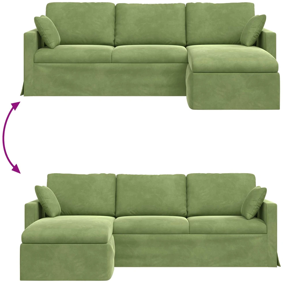 Sofa Šviesiai žalia 228 x 134 x 80 cm Aksomas