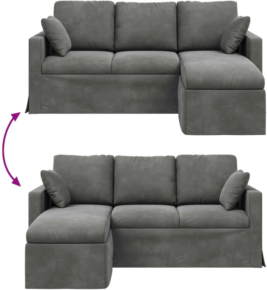 Sofa Tamsiai pilka 178 x 134 x 80 cm Aksomas