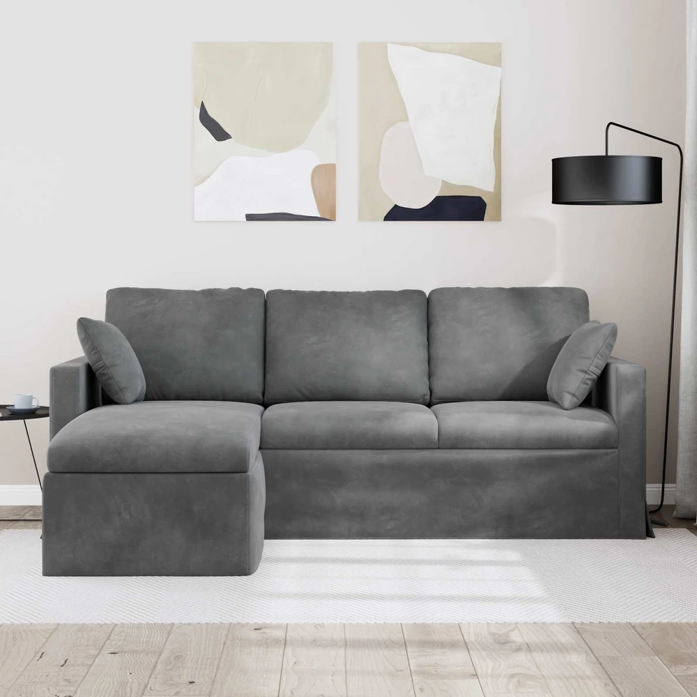 Sofa Tamsiai pilka 198 x 134 x 80 cm Aksomas