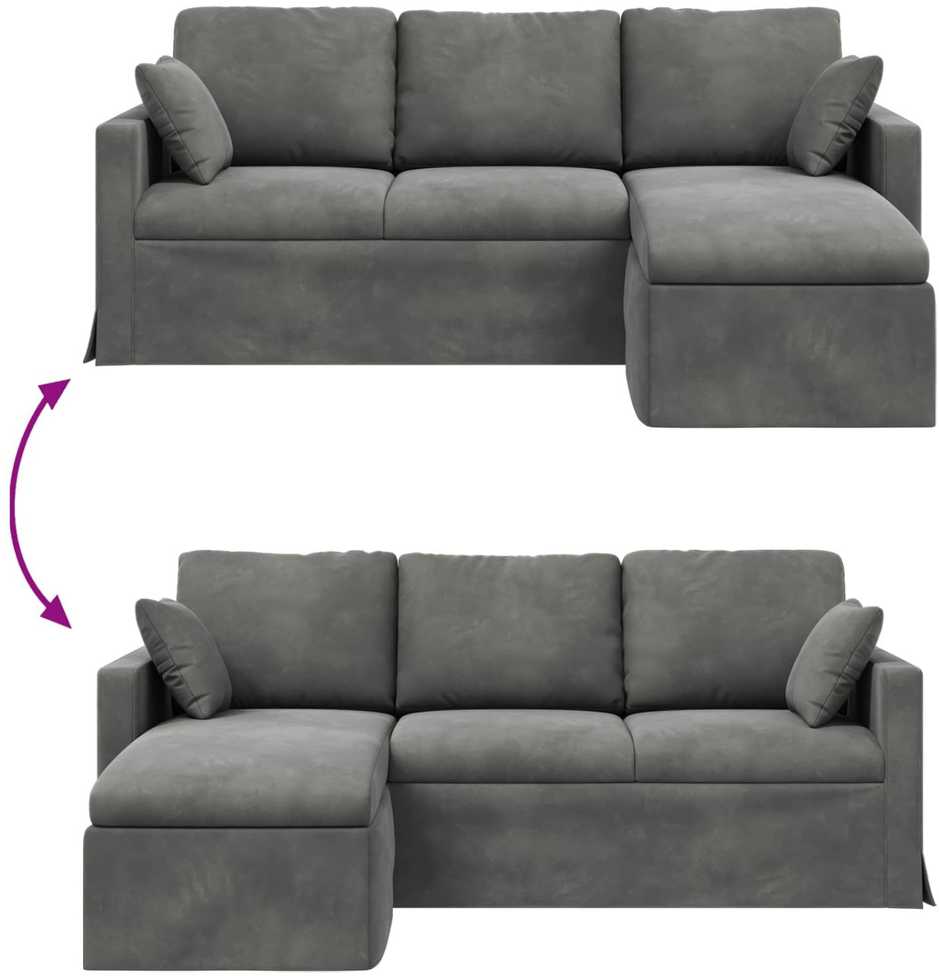 Sofa Tamsiai pilka 198 x 134 x 80 cm Aksomas