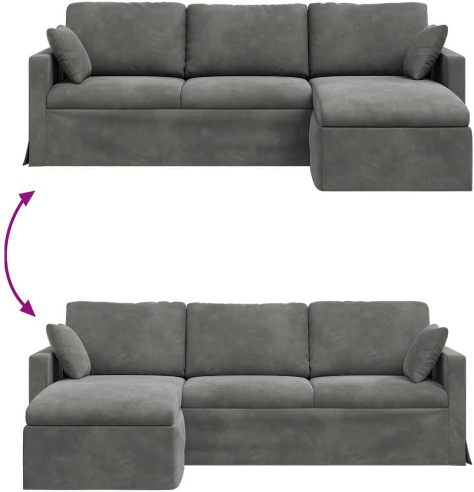 Sofa Tamsiai pilka 228 x 134 x 80 cm Aksomas