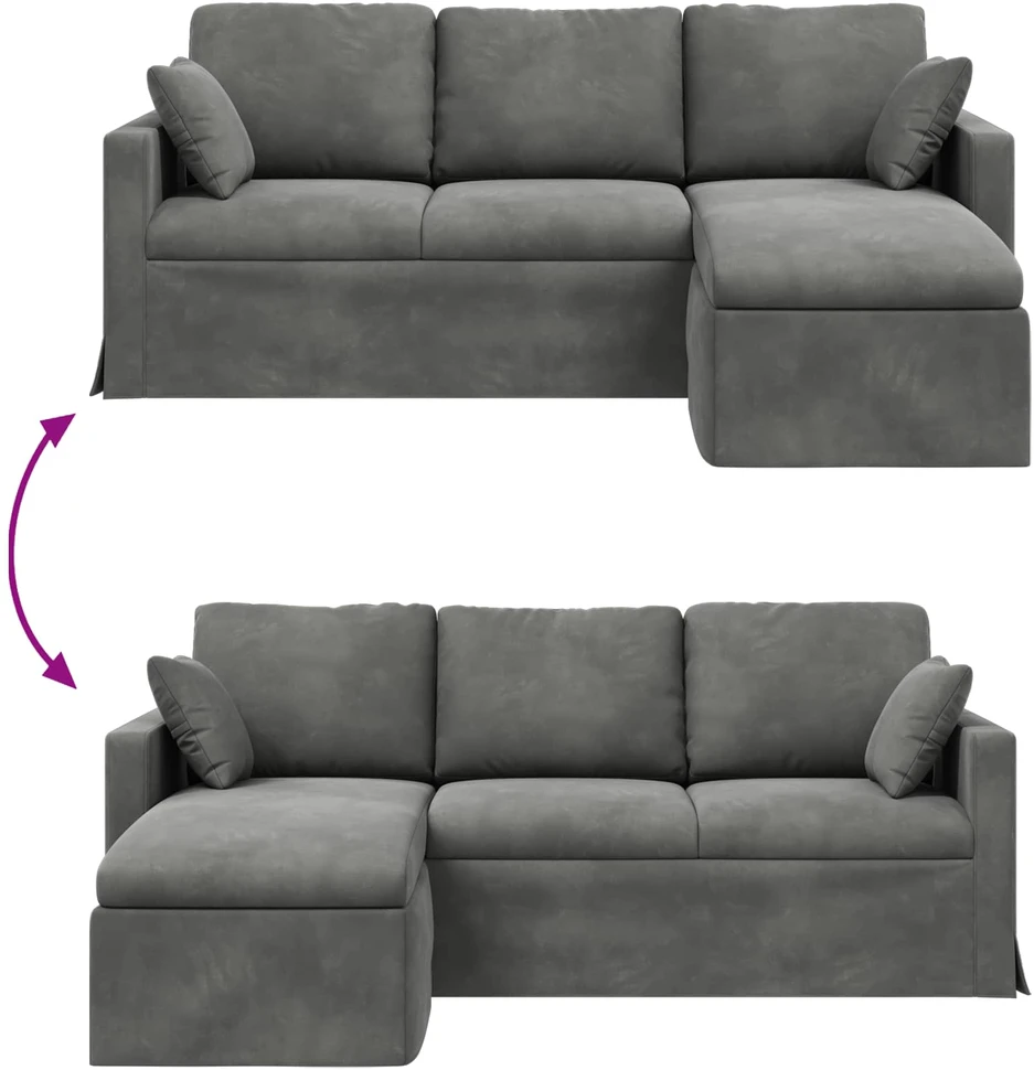 Sofa Tamsiai pilka 198 x 134 x 80 cm Aksomas