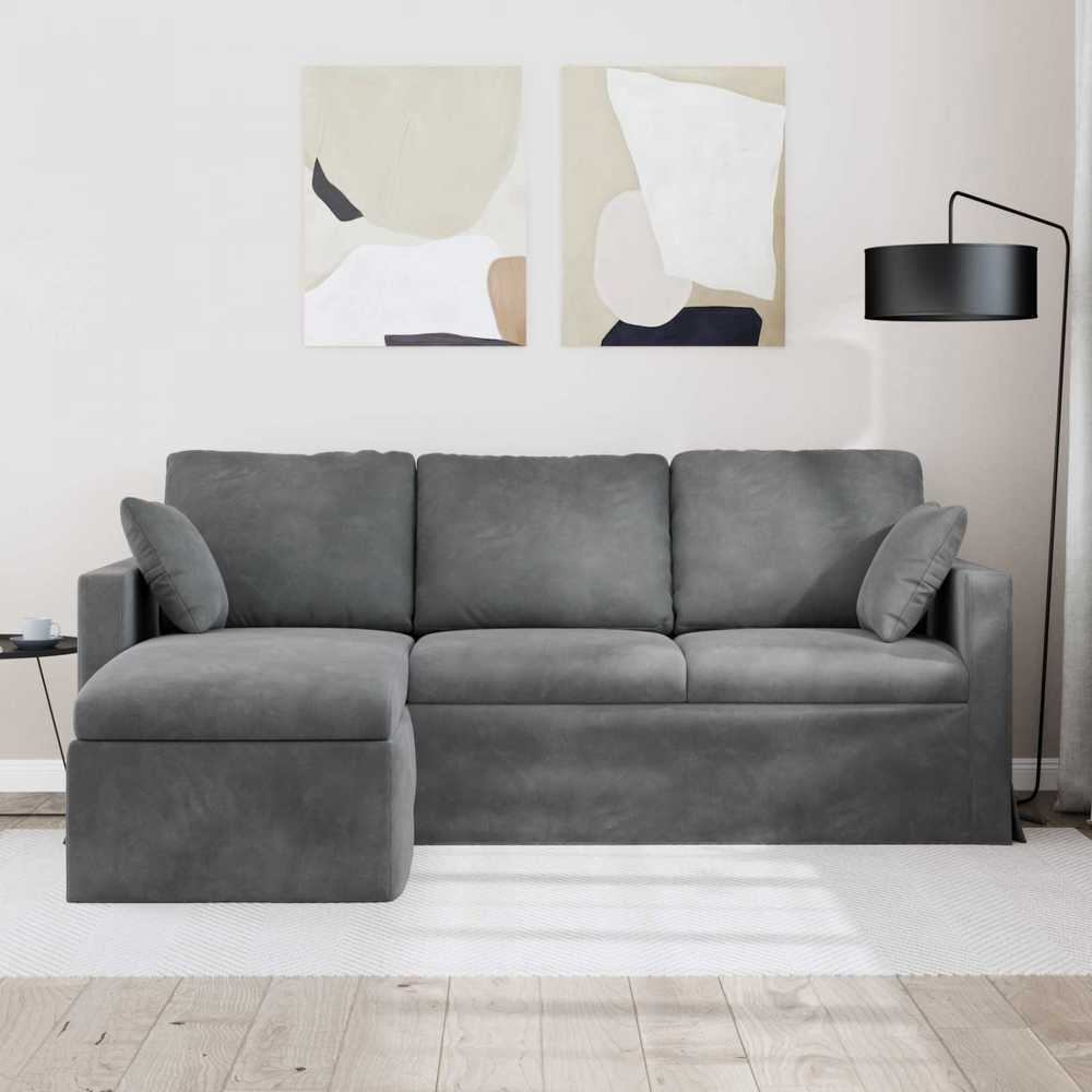 Sofa Tamsiai pilka 198 x 134 x 80 cm Aksomas