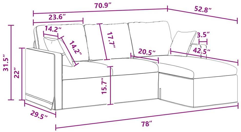 Sofa Tamsiai pilka 198 x 134 x 80 cm Aksomas