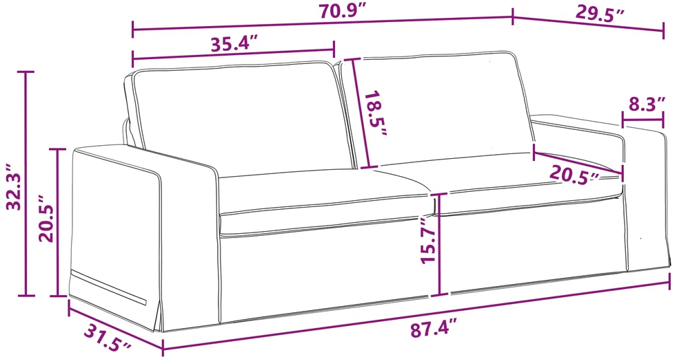 Sofa Tamsiai pilka 222 x 80 x 82 cm Metalas