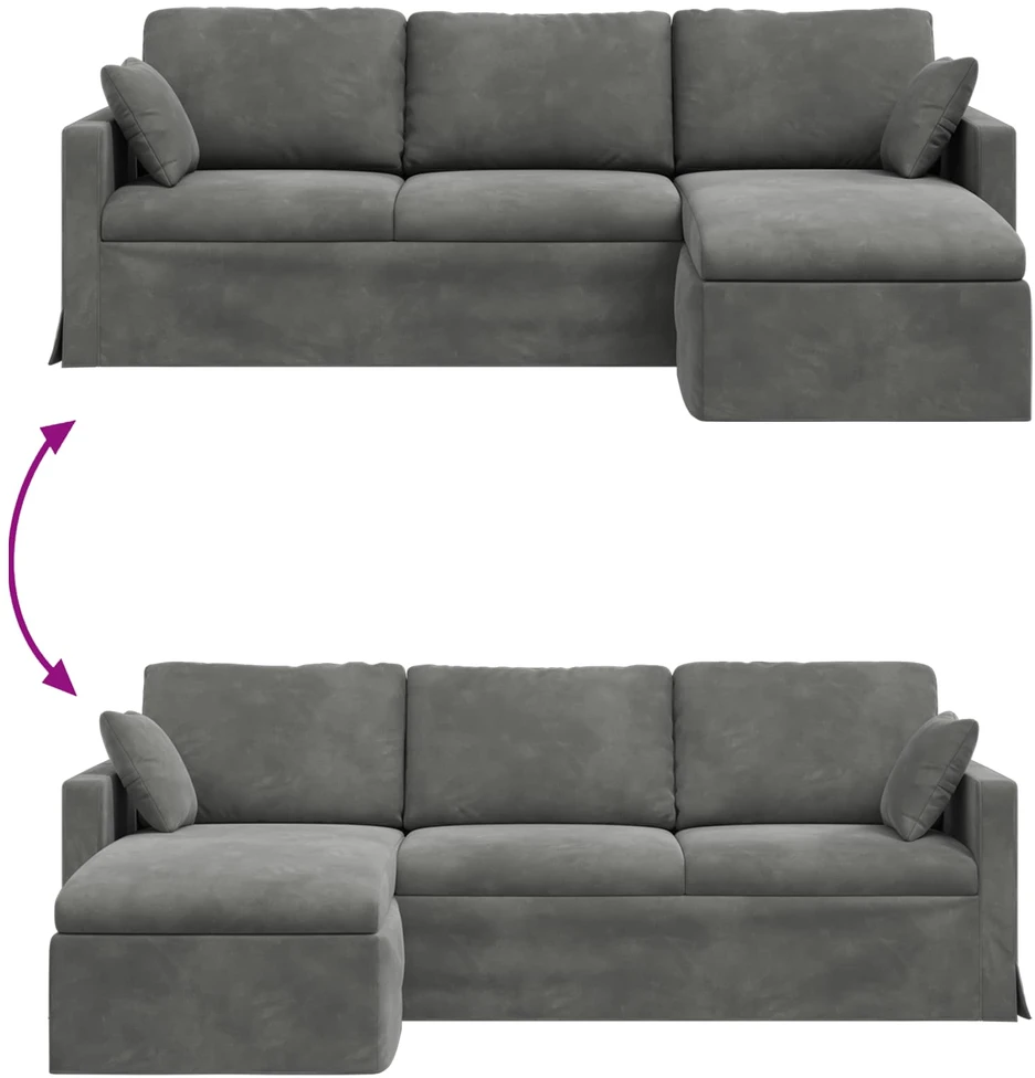 Sofa Tamsiai pilka 228 x 134 x 80 cm Aksomas