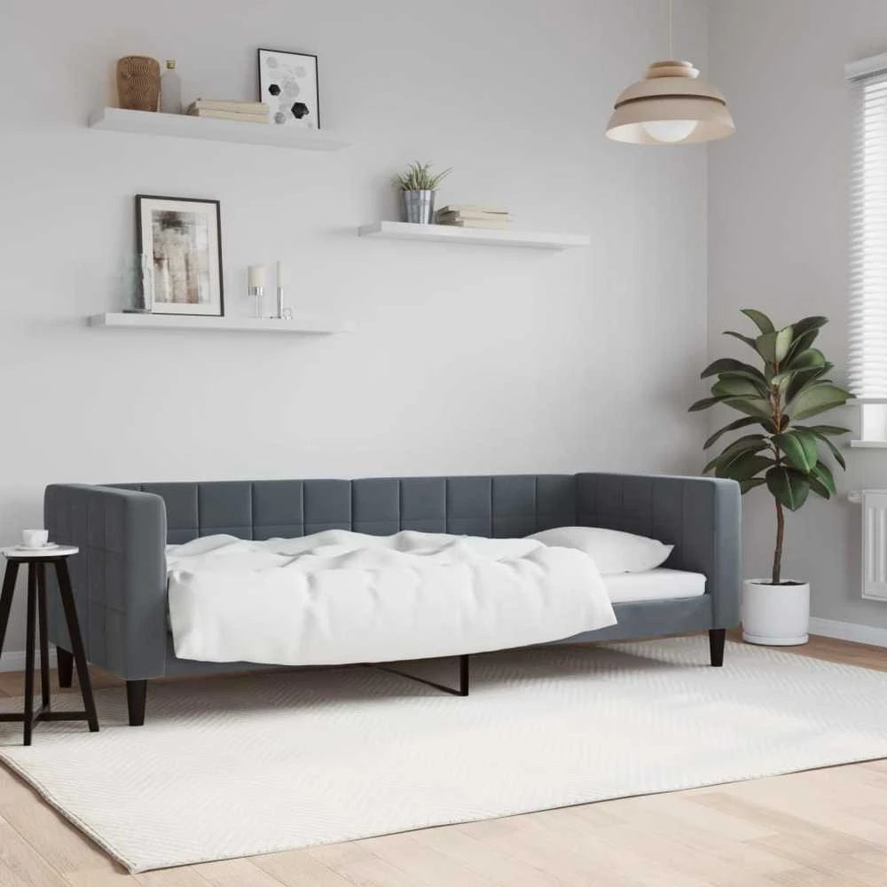 Sofa, tamsiai pilkos spalvos, 80x200cm, aksomas