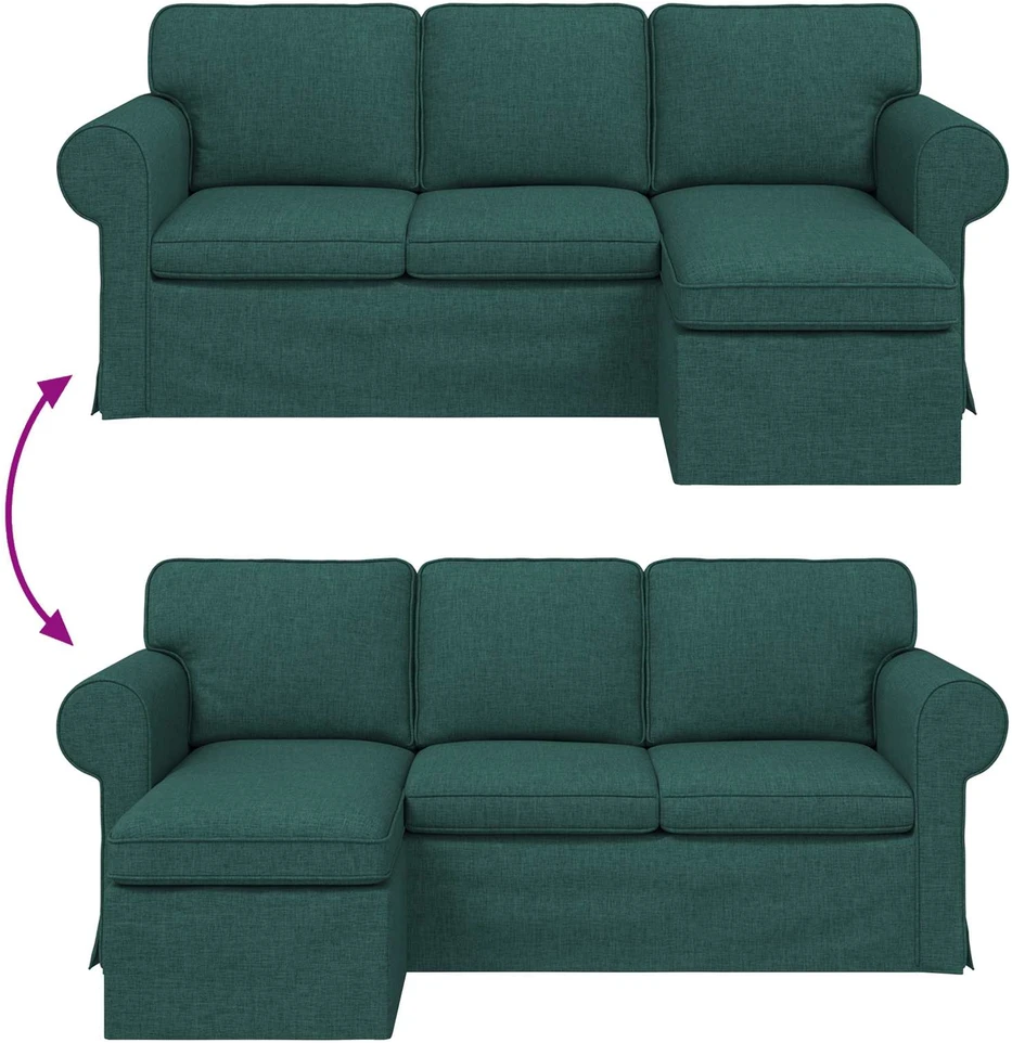 Sofa Tamsiai žalia 195 x 138 x 80 cm audinys