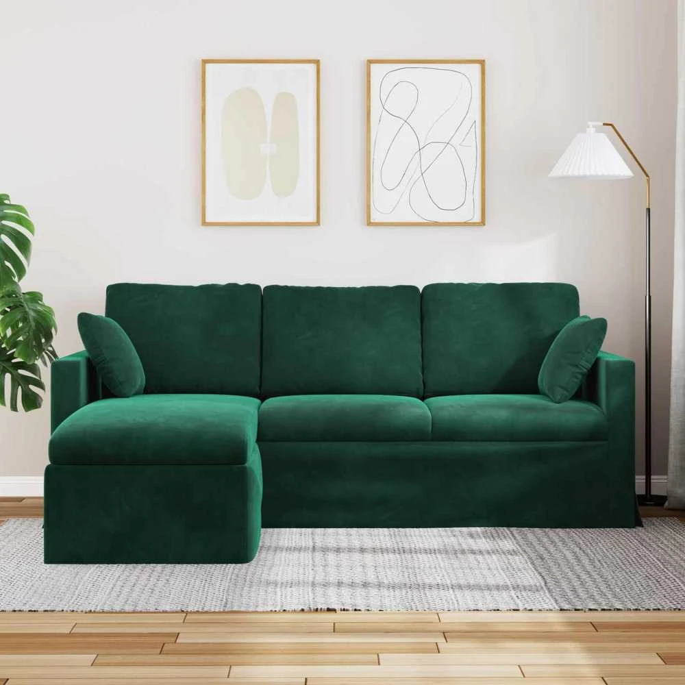Sofa Tamsiai žalia 198 x 134 x 80 cm Aksomas
