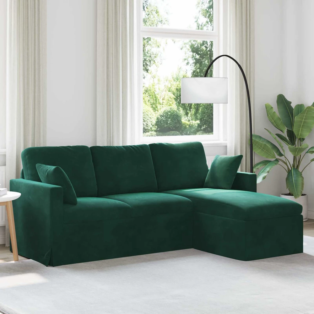 Sofa Tamsiai žalia 198 x 134 x 80 cm Aksomas