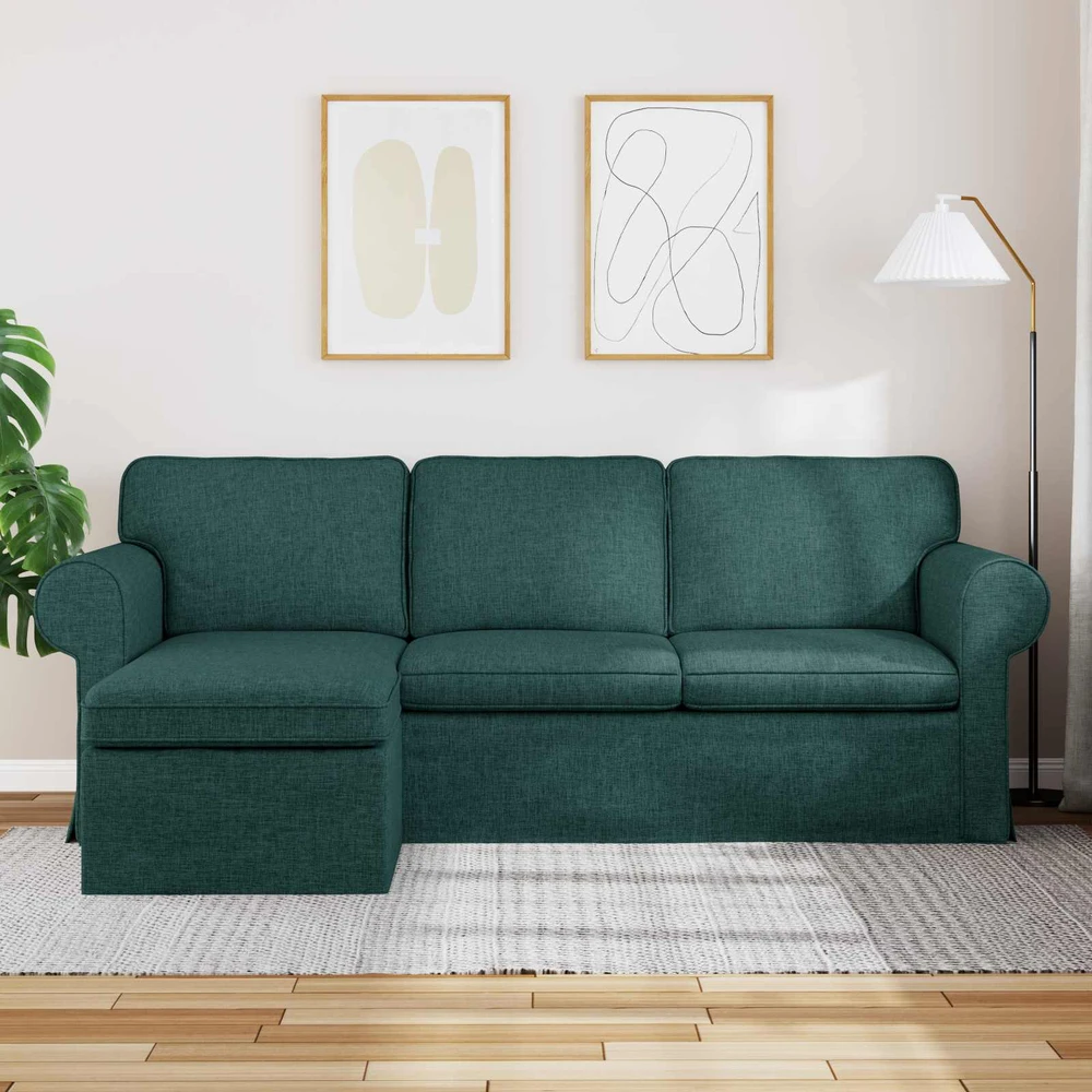 Sofa Tamsiai žalia 215 x 138 x 80 cm audinys