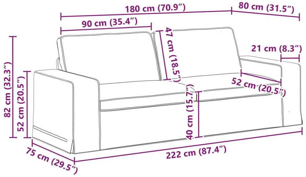 Sofa Tamsiai žalia 222 x 80 x 82 cm Metalas