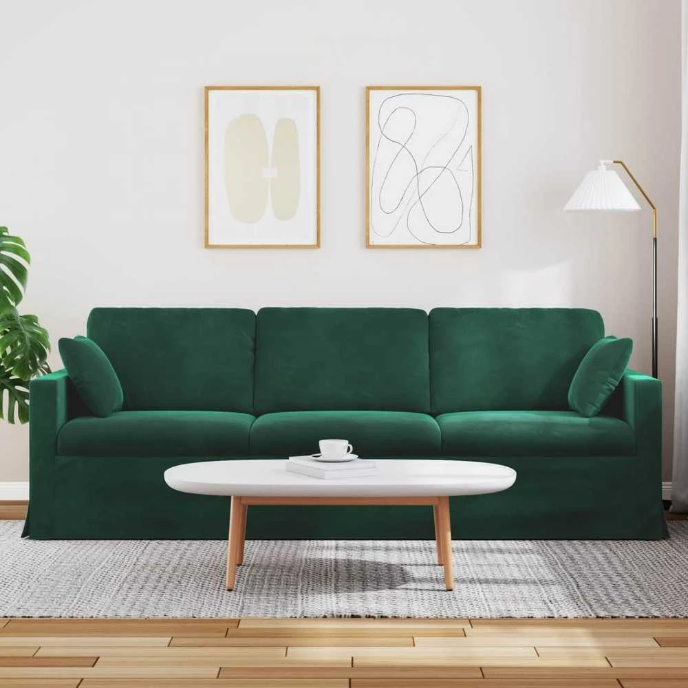 Sofa Tamsiai žalia 228 x 78 x 80 cm Aksomas