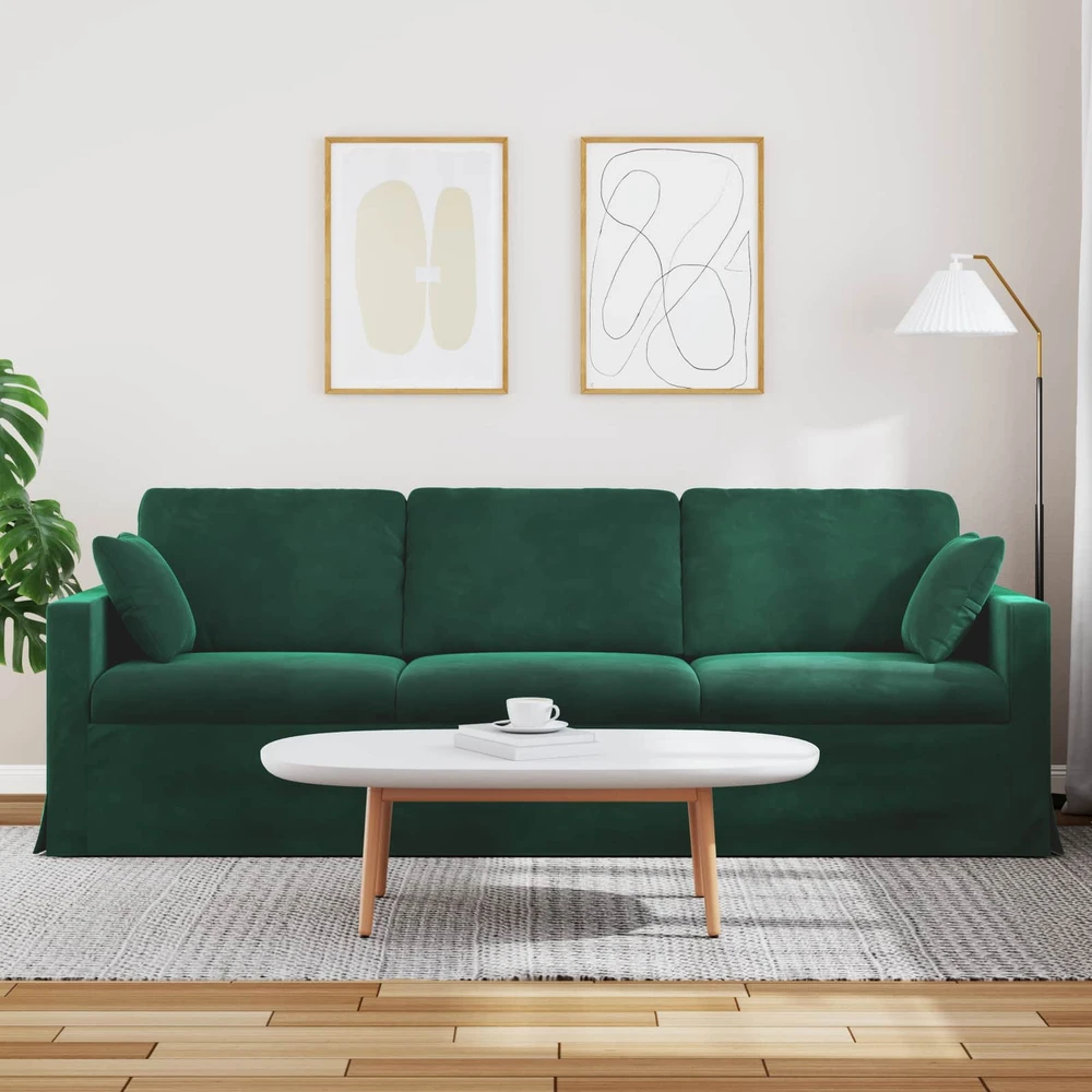 Sofa Tamsiai žalia 228 x 78 x 80 cm Aksomas