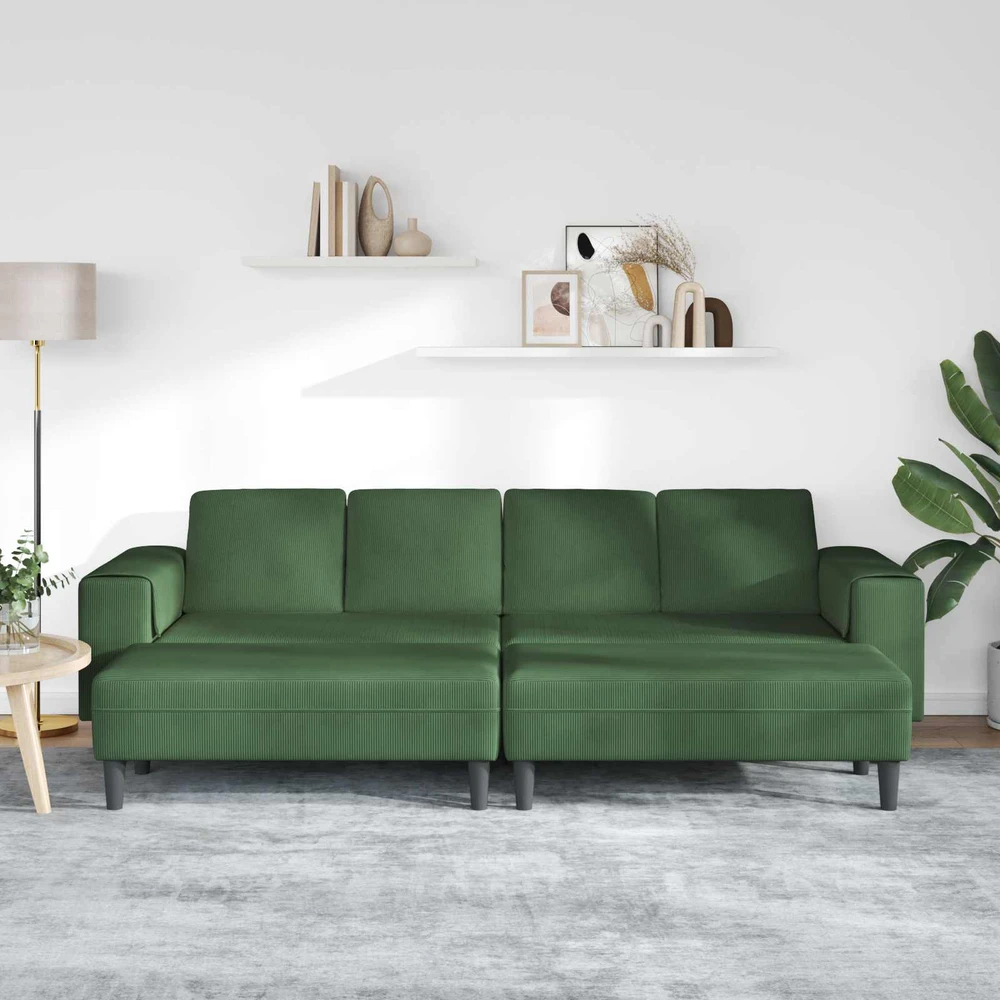 Sofa Tamsiai žalia 250 x 188 x 76 cm Kordūrinis audinys