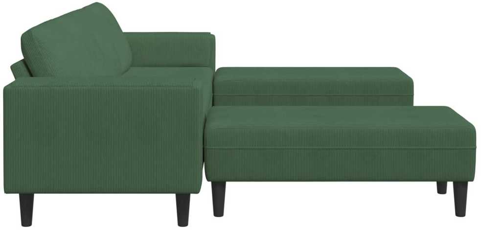 Sofa Tamsiai žalia 250 x 188 x 76 cm Kordūrinis audinys