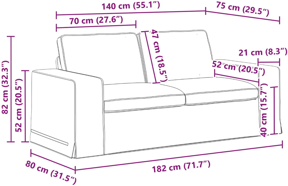 Sofa Taupe 182 x 80 x 82 cm Metalas